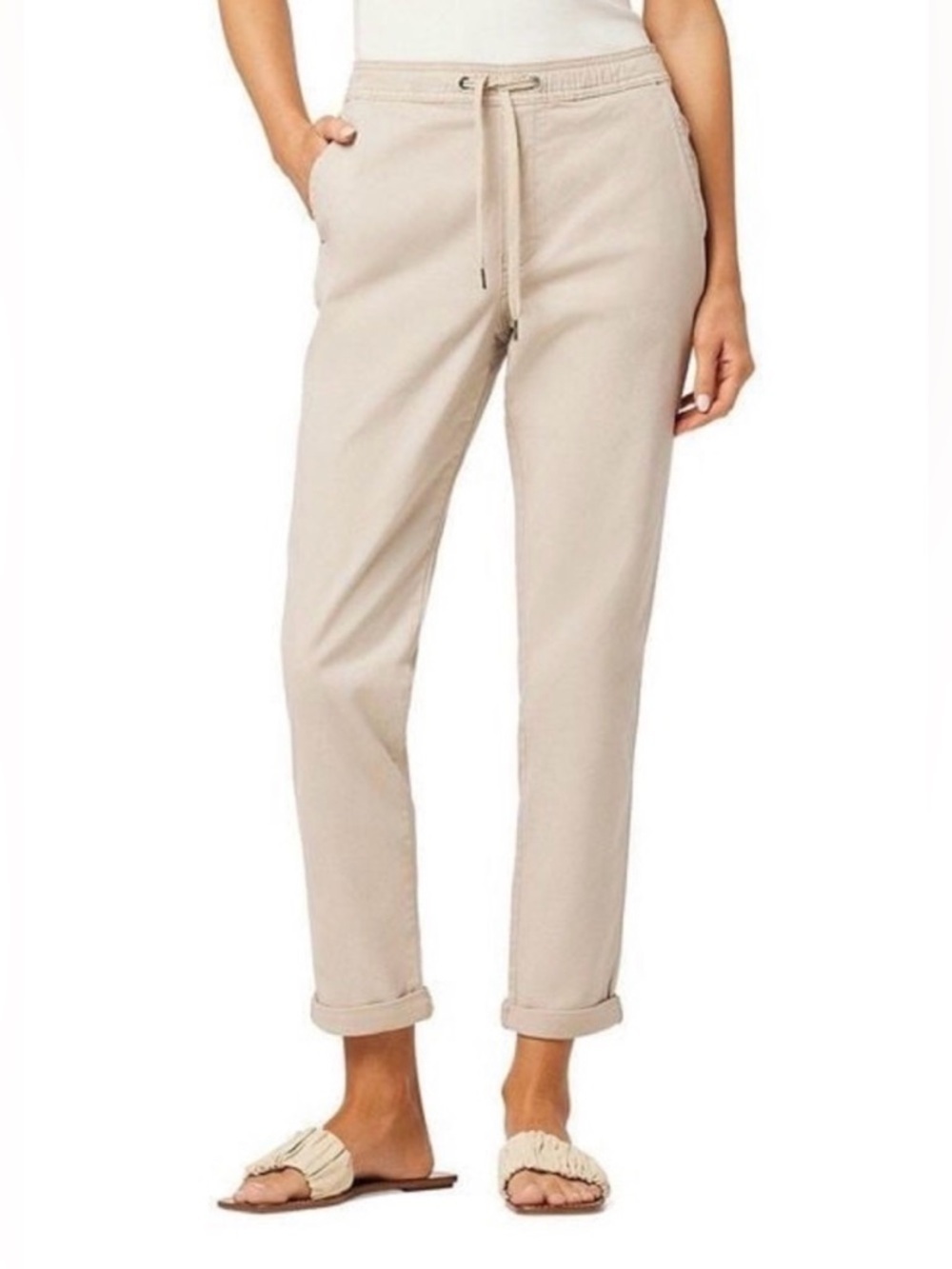 NWT hudson lounge track trouser pant in peyote cream beige roll cuff small